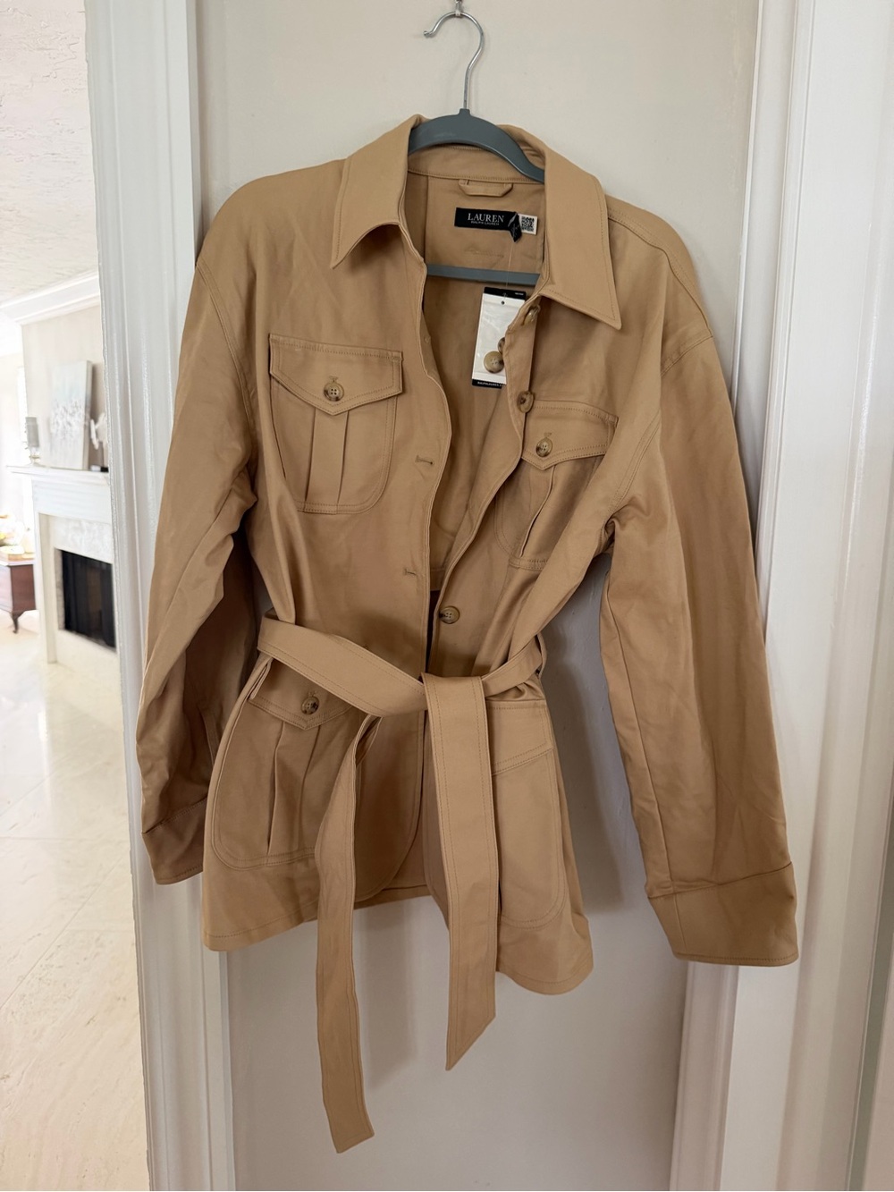 Ralph Lauren Tan Belted Utility Trench Jacket
